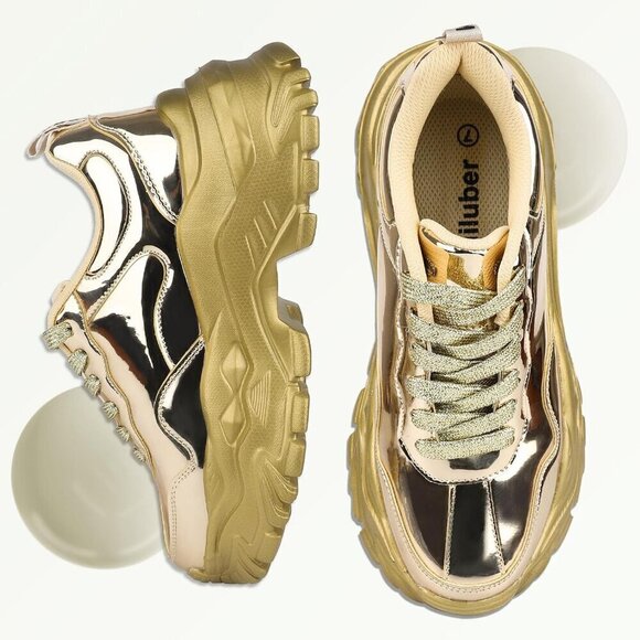Niluber Walking Shoes Women Size (6-11) Gold Hologram Thermoplastic Polyurethane - Picture 2 of 7